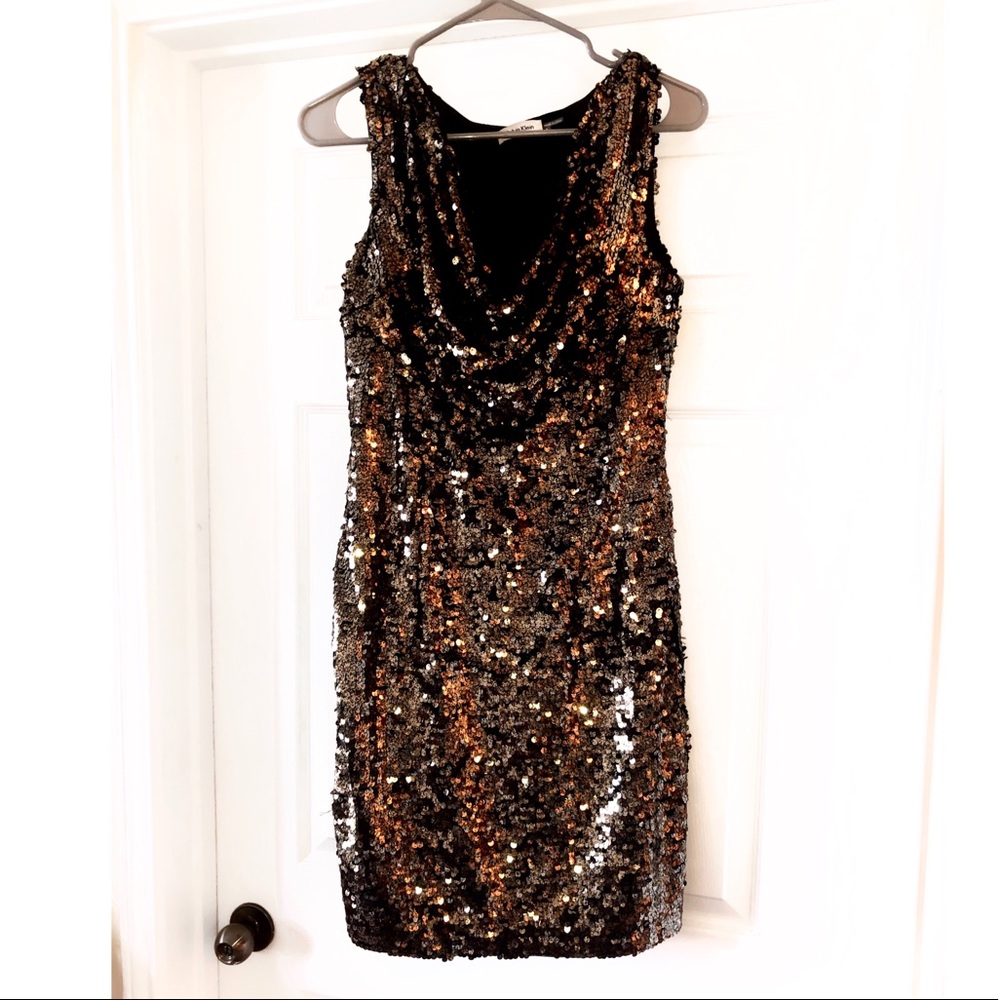 Silver Champagne Calvin Klein Evening Dress